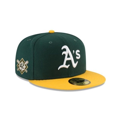 Green Oakland Athletics Hat - New Era MLB Jackie Robinson Day 59FIFTY Fitted Caps USA9501863